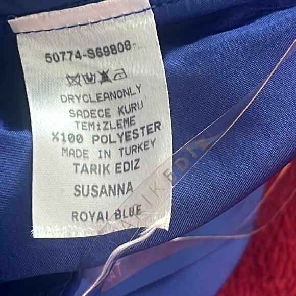 TARIK EDIZ 2 Formal Gown $438 Dress Ruffle One Shoulder Size 2 Royal Blue 50774 - Picture 9 of 10